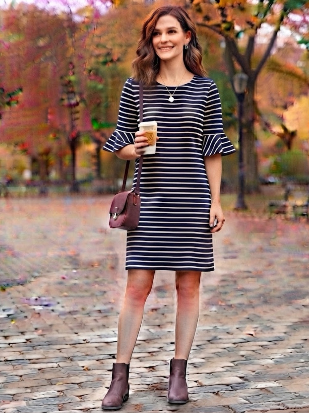 Talbots Navy and white stripe dress